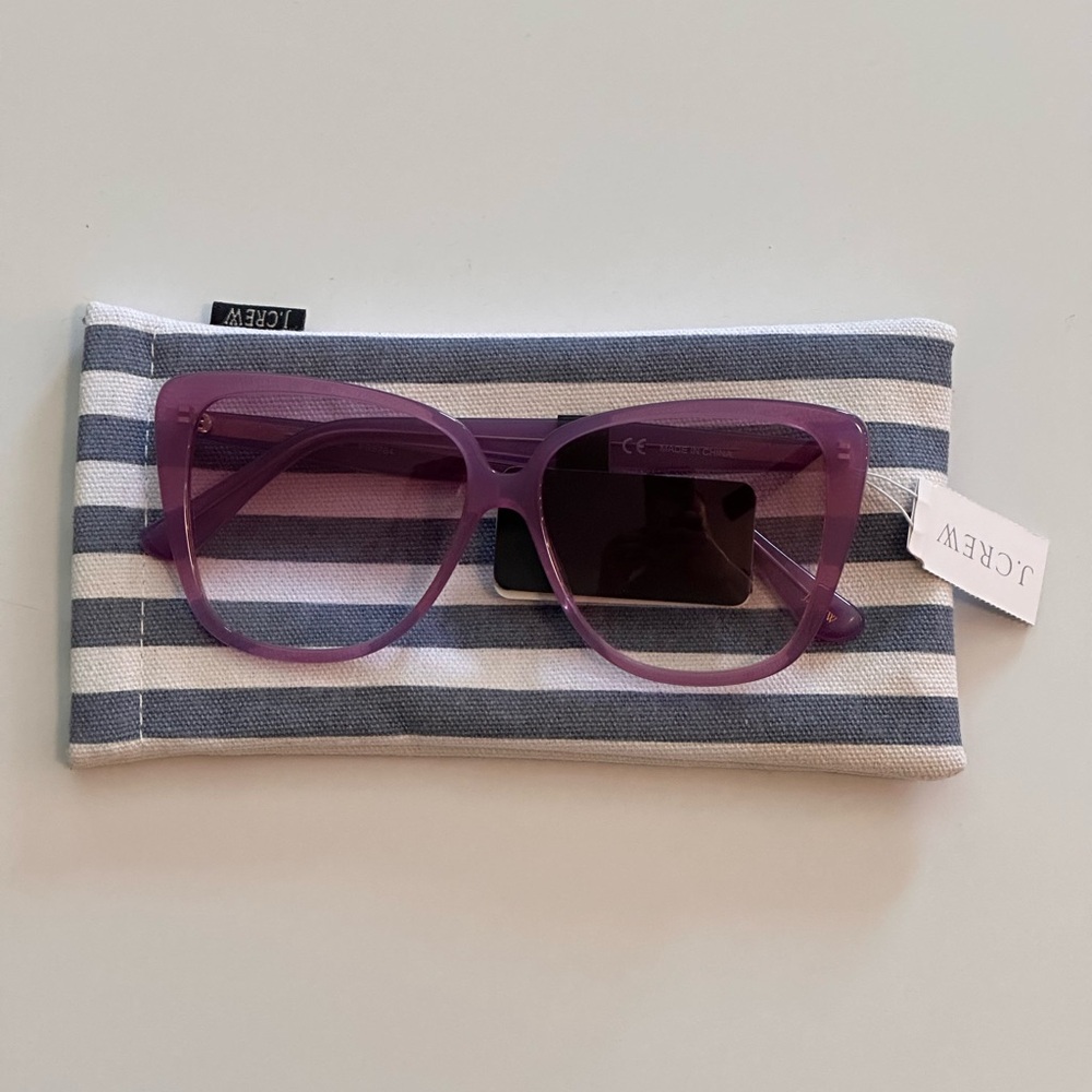 J. Crew Purple Light Tint Sunglasses w/ Case and Cleaning Cloth - Picture 3 of 3
